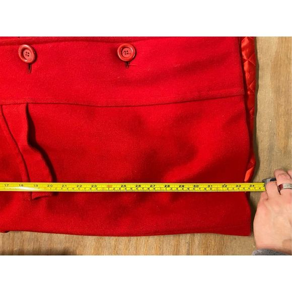 Woolrich 100% Wool Red Long Hooded Coat, Size Small, MSRP $790 - Picture 6 of 10